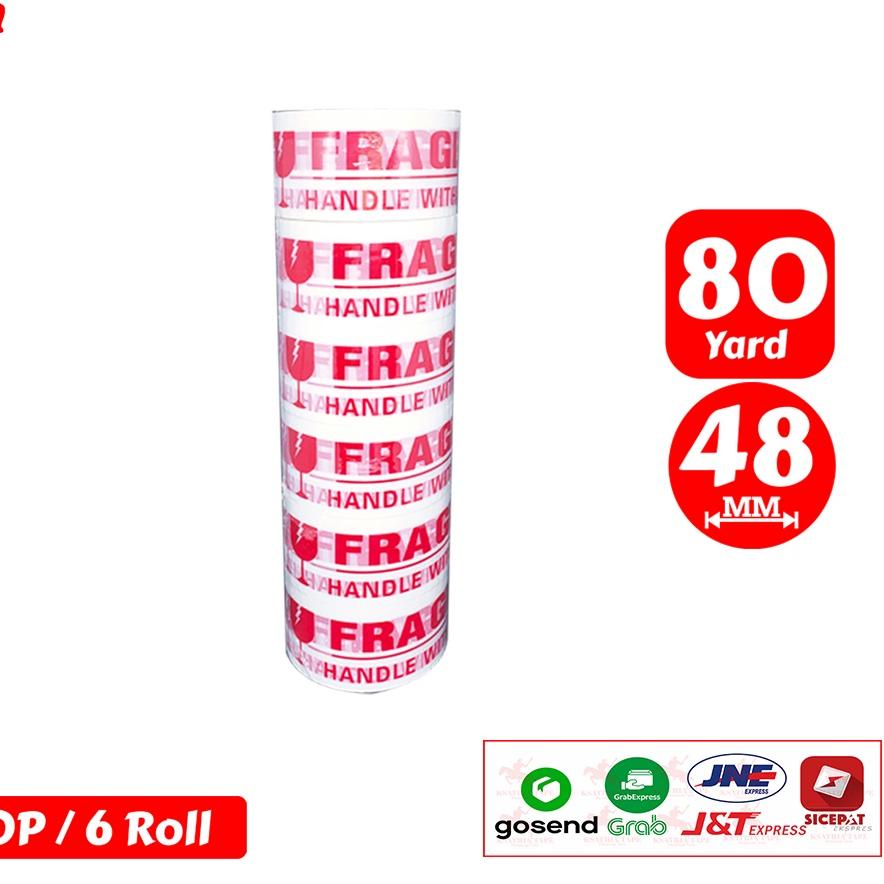 

Berkualitas Lakban OPP Tape / Lakban Fragile Putih KSATRIA Tape 80 Yard 1 Slop