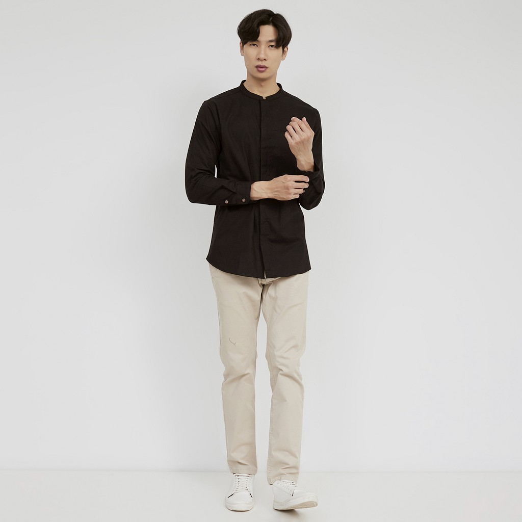 M231 Kemeja Pria Shanghai Polos Soft Twill Panjang Hitam 1971DRAMAYANA JAKTIM