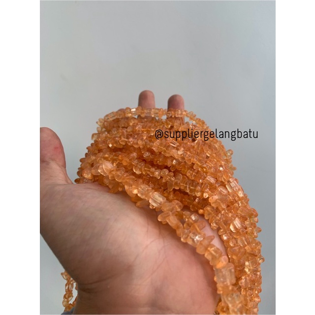 kerikil Batu ORANGE QUARTZ kuarsa oren 1cm kilap renteng aksesoris