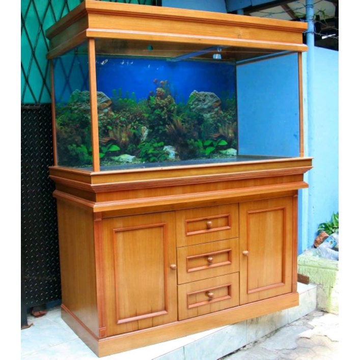 MEJA AQUARIUM BOFET AQUARIUM JUMBO MINIMALIS KAYU JATI TERMURAH TERLARIS