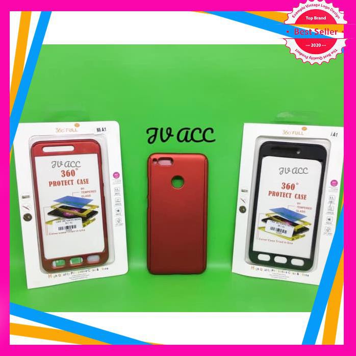 CASING HP 360 HARD FULL BODY PLUS TEMPERED GLASS XIAOMI REDMI 5X A1 HITAM