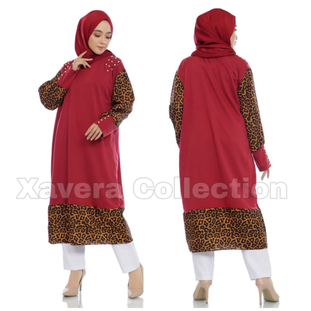 XC - Tunik Leopard Mutiara / Tunik Wanita Muslim Motif Macan / Tunik Feranda / Fashion Muslim Trendy