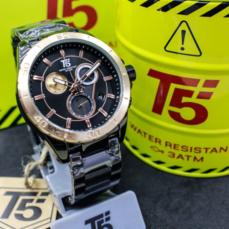 Woooo Jam Tangan T5 H3658G Jam Tangan T5 Original Jam Tangan Pria Stainliss Chronograph Anti Air