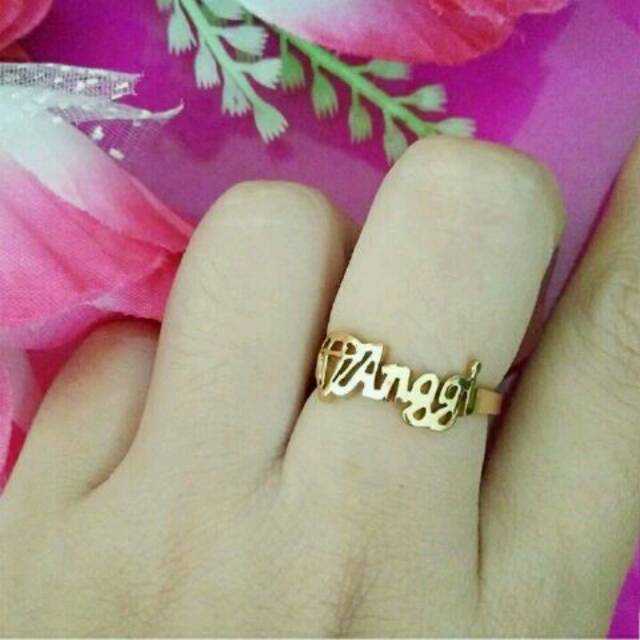 Cincin nama / cincin nama lapis emas anti karat / Aksesoris ukir Nama lapis emas / cincin kado / cin