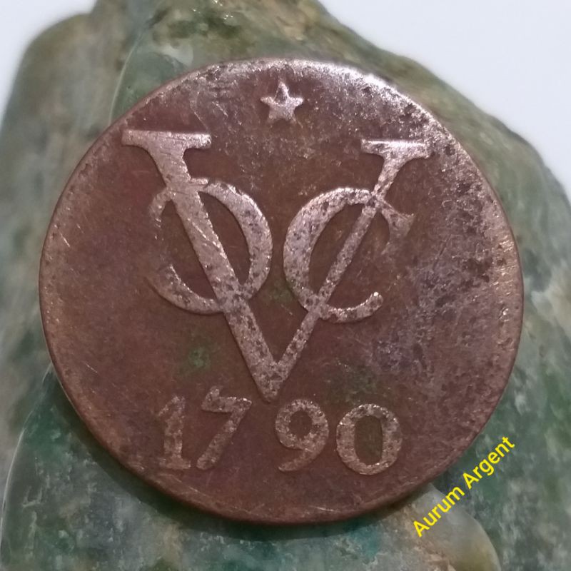 SVOC.1-- 1 PC KOIN TEMBAGA KUNO ASLI 2 DOIT VOC TH 1790. --- COPPER COIN ---