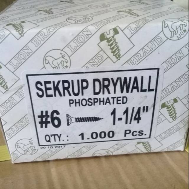 Sekrup drywall/Sekrup gypsum/baut gypsum 6x1-1/4 isi 1000 pcs