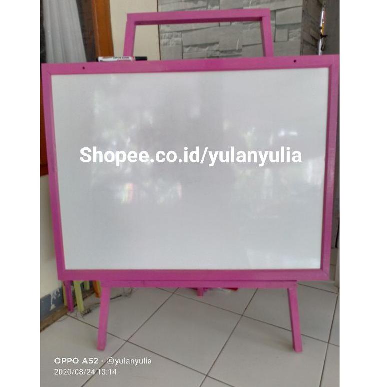 

➝Murah Banget GV0A9 Papan Tulis 60x80 / white board ukuran besar+ standing gratis spidol+ penghapus