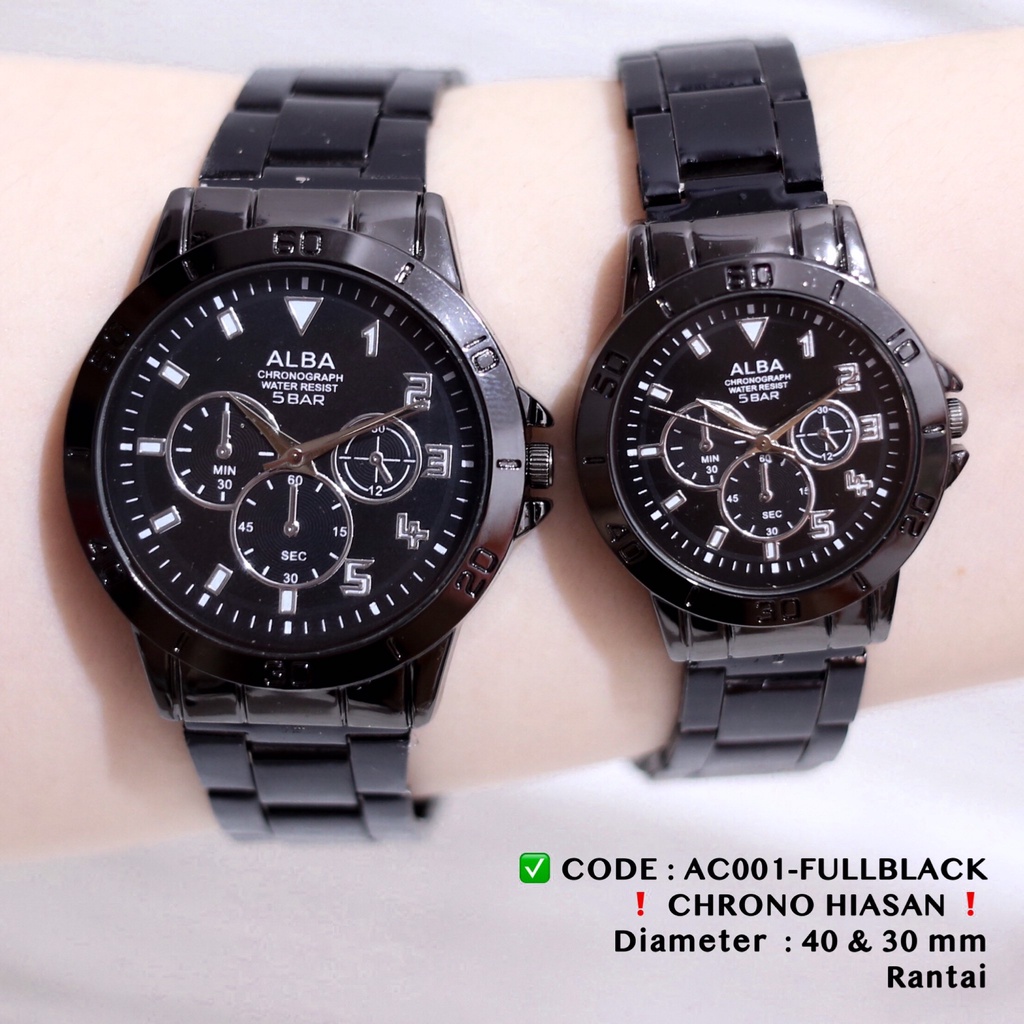 Jam tangan COUPLE rantai murah wanita pria silver free baterai cadangan grosir CG025