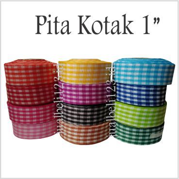 Pita Kain Motif Kotak 1 inch atau 2.5cm