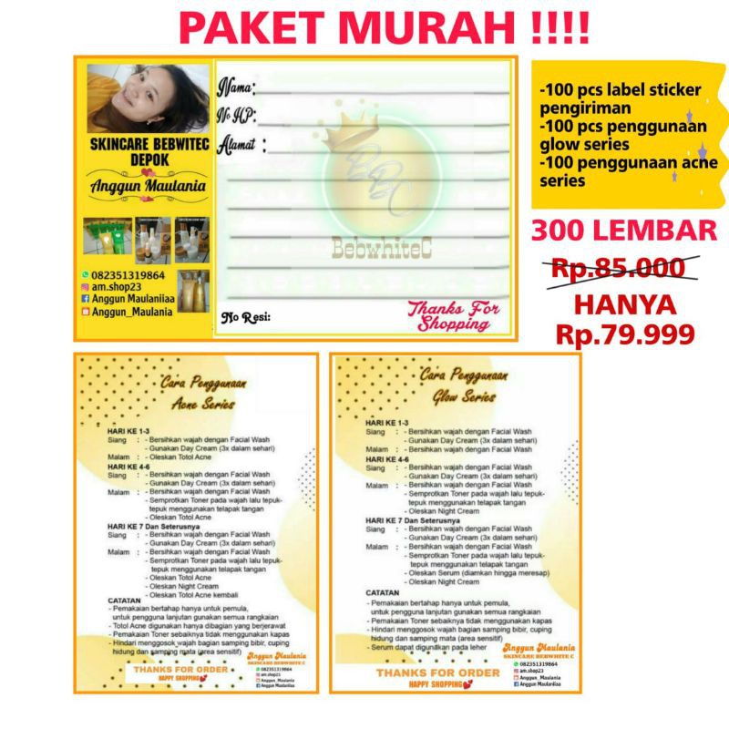 

Paket murah perlengkapan label skincare