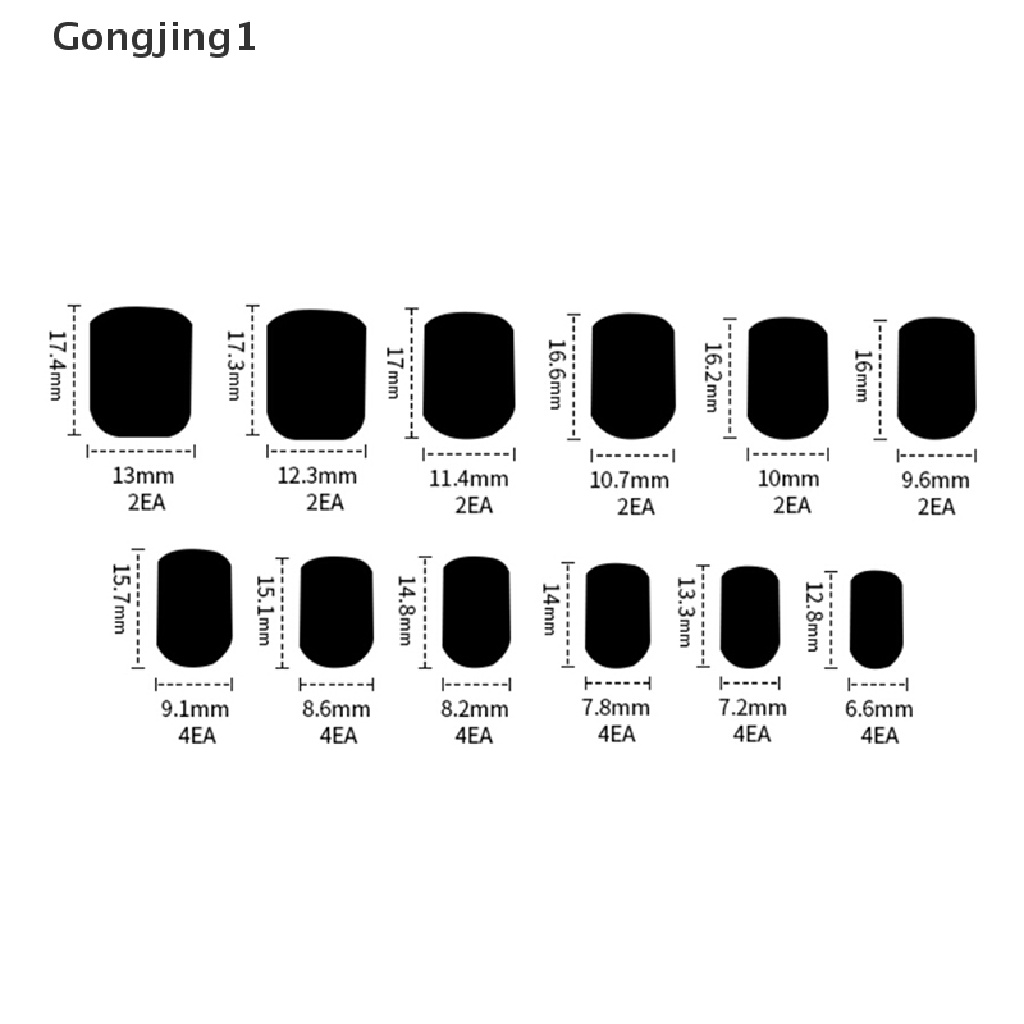 Gongjing1 24Pcs Kuku Palsu Full Cover Bahan Akrilik Untuk Nail Art Diy