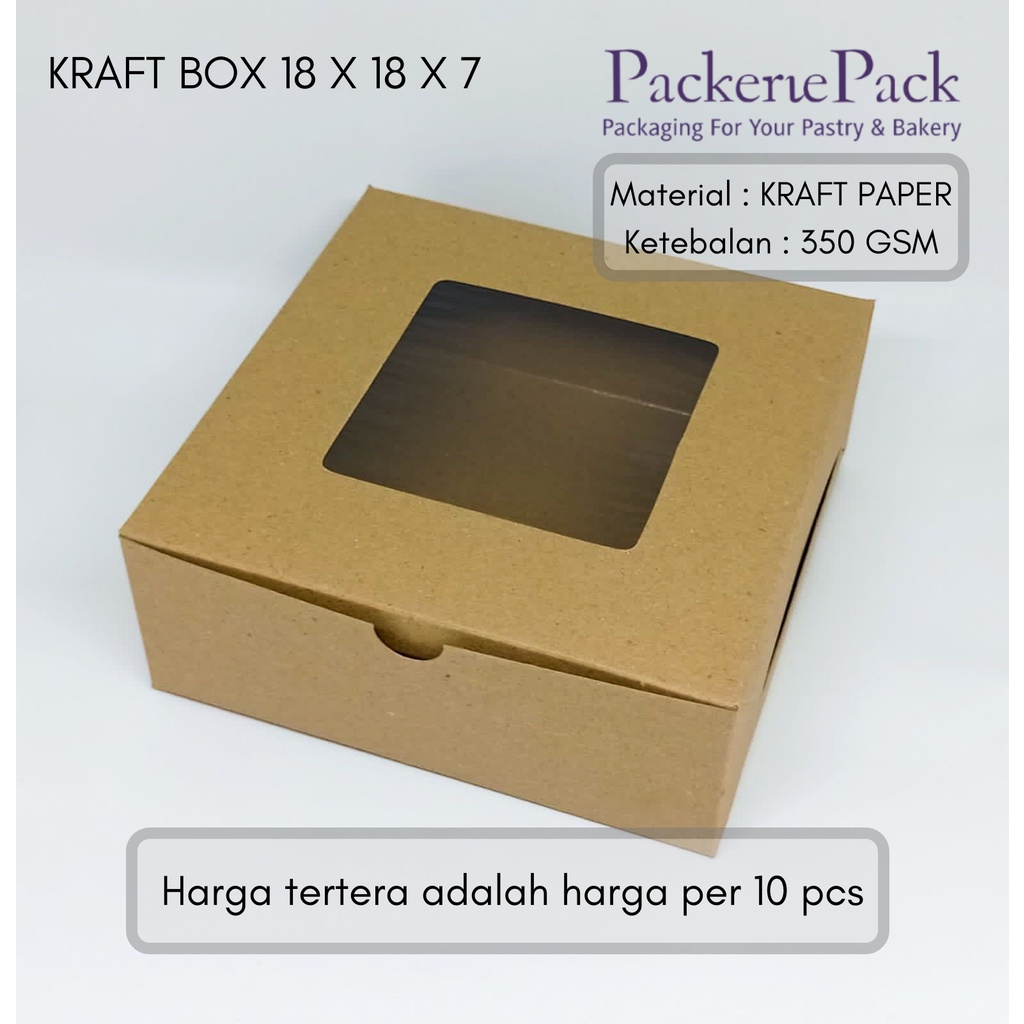 (10 PCS ) KOTAK DUS KUE KRAFT UK 18 x 18 x 7