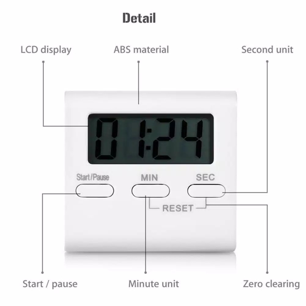 Taffware Timer Masak Dapur Countdown Digital Alarm count down counter Clock jnp