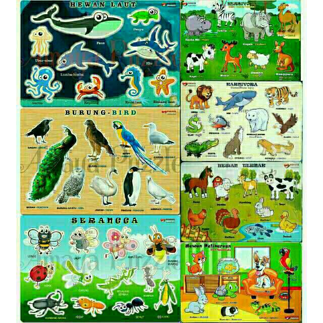 Puzzle Edukasi Tema Transportasi Hewan Buah Profesi Binatang