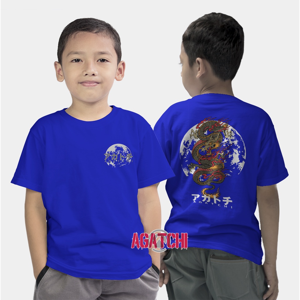 Baju Kaos Atasan Anak Laki-Laki Agatchi Motif Naga Dragon Moon