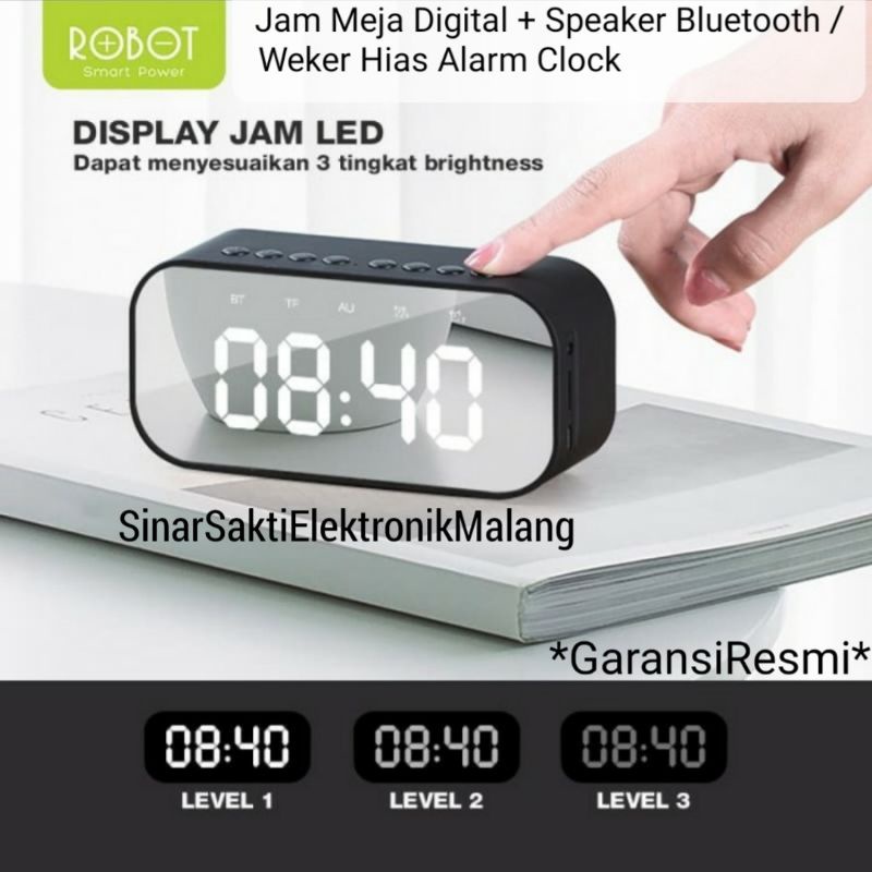 Robot Jam Meja Digital + Speaker Bluetooth Weker Hias Alarm Clock Super Bass Suara Jernih