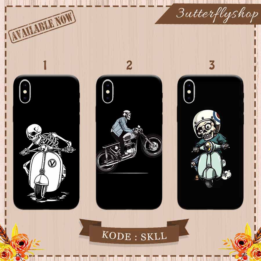 Black Skull Vespa case Oppo Vivo Realme Redmi Xiaomi Samsung Iphone