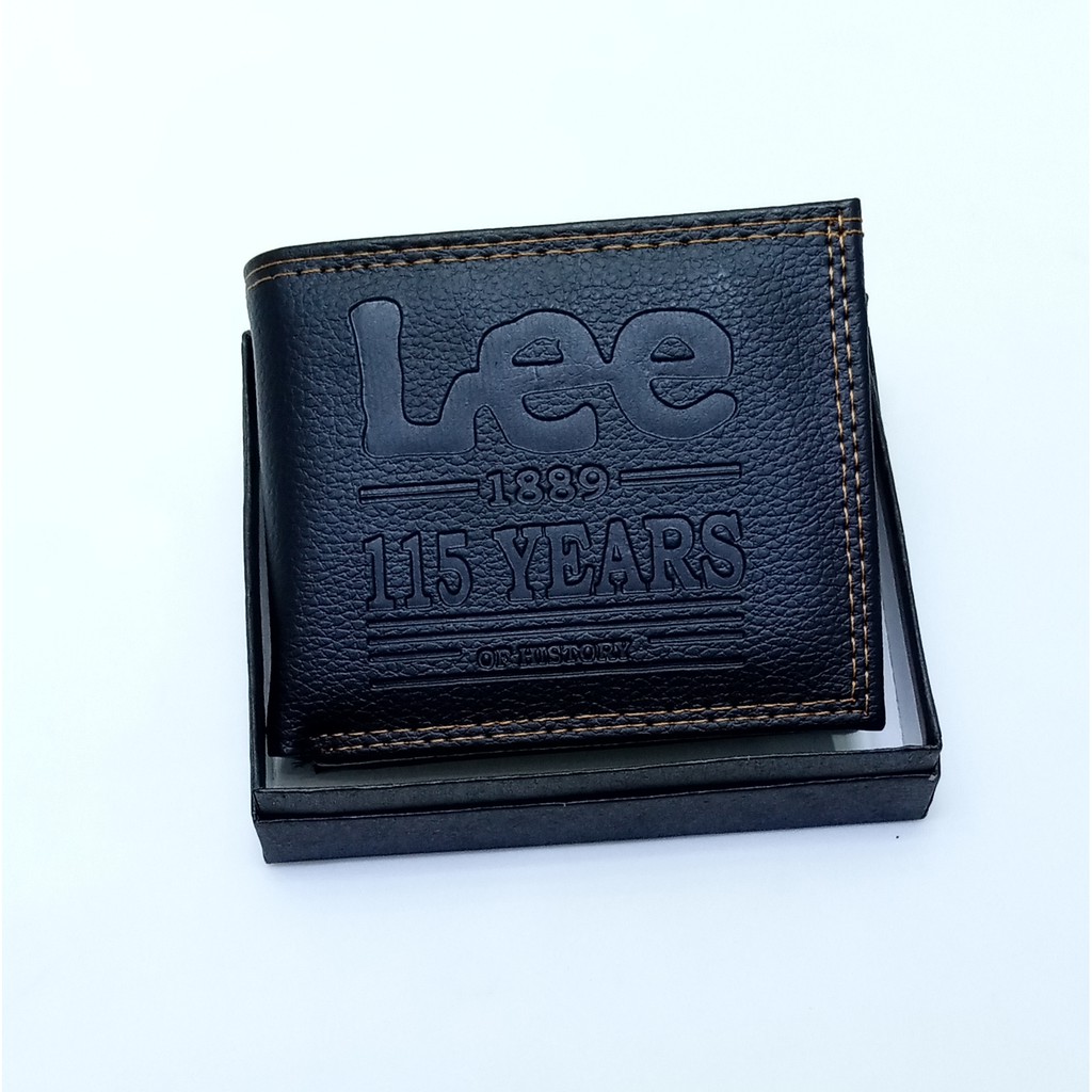 Dompet Lipat Pria Warna Hitam Bahan Kulit Sintetis