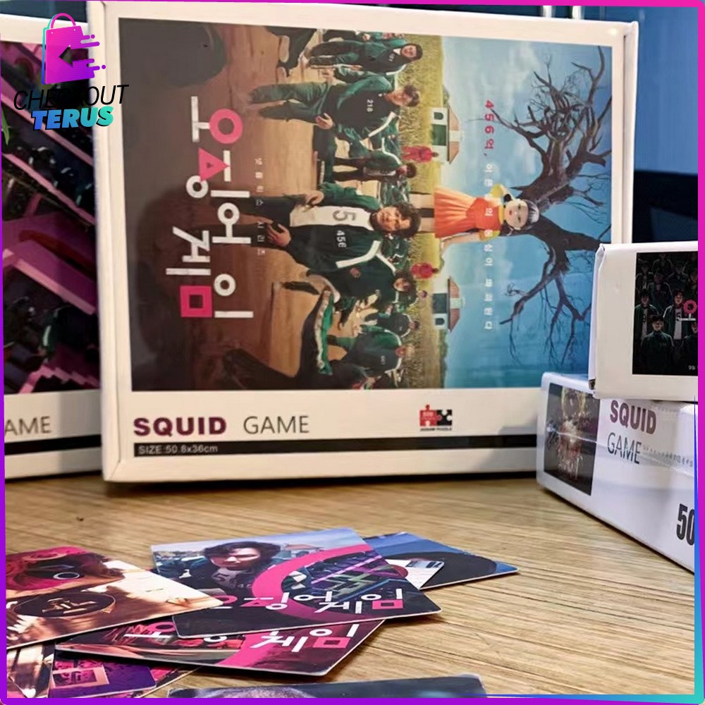 CT M220 Jigsaw Puzzle Squid Game ISI 500PCS Mainan Puzzle Edukasi Anak Susun Gambar Karakter Squid Game Card Dekorasi Ruangan