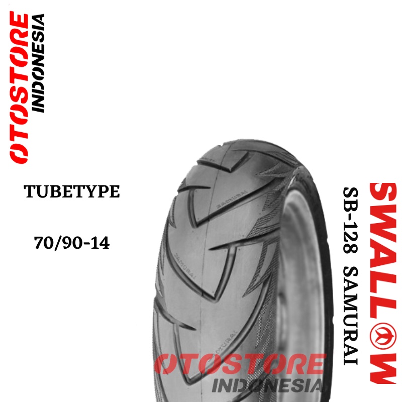 Ban Luar Motor Swallow SB-128 SAMURAI 70/90-14 Ring 14  Tube Type Ban Luar Motor 70 90 ring 14