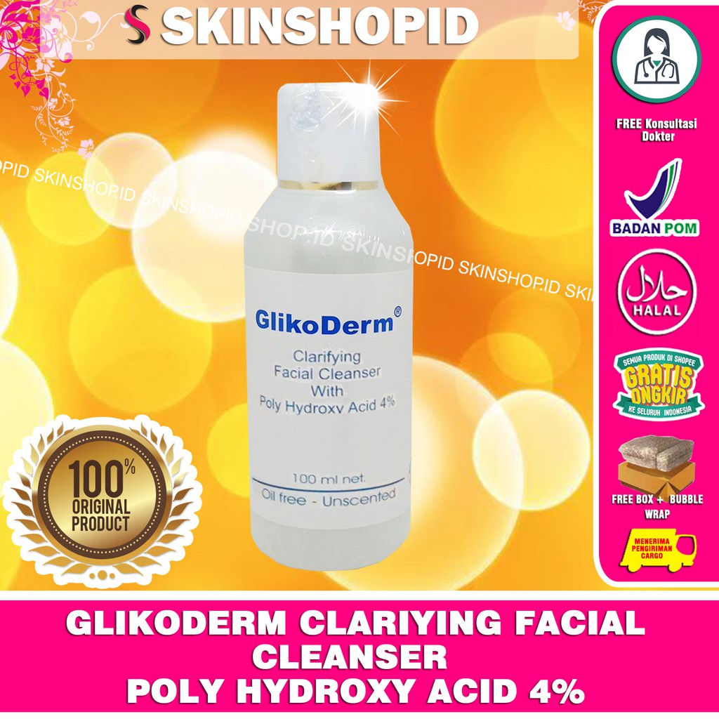 Glikoderm Clarifying Facial Cleanser Poly Hydroxy acid 4% 100ml (PHA 4%) Ori / Pembersih Wajah BPOM