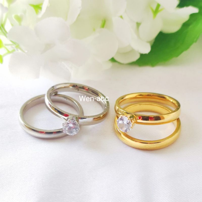 Cincin Couple Pasangan Cincin Nikah/Cincin Tunangan Pria dan Wanita Bahan Titanium