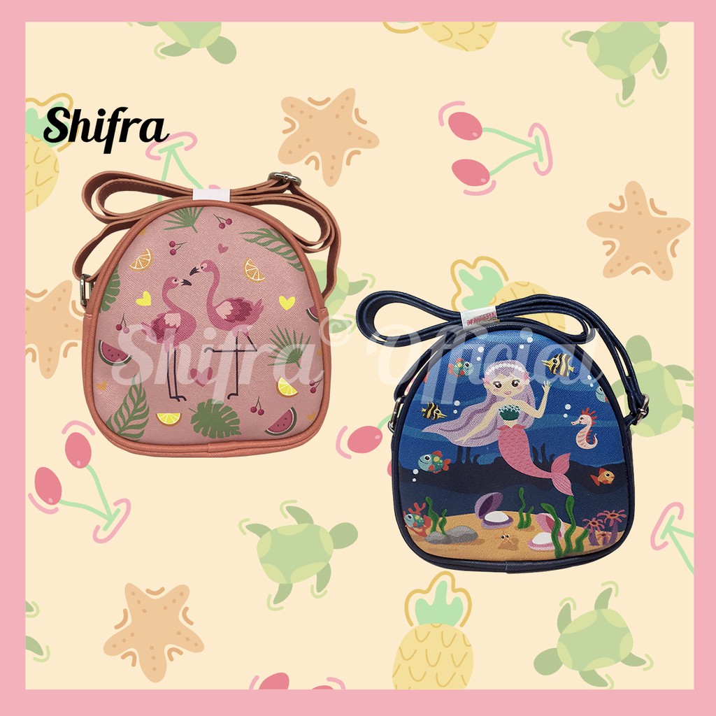 Shifra Tas Selempang Unik Wanita Remaja Oval Unicorn Flamingo Mermaid