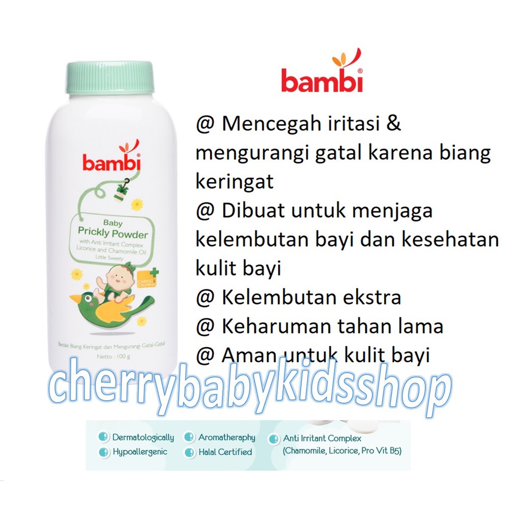 Bambi Baby Prickly Heat 100gr Bedak Biang Keringat, Mencegah Iritasi
