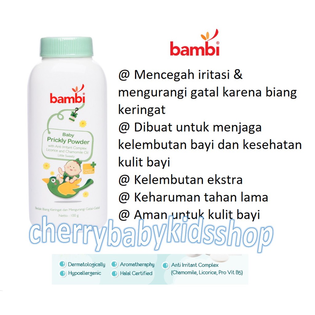 Bambi Baby Prickly Heat 100gr Bedak Biang Keringat, Mencegah Iritasi