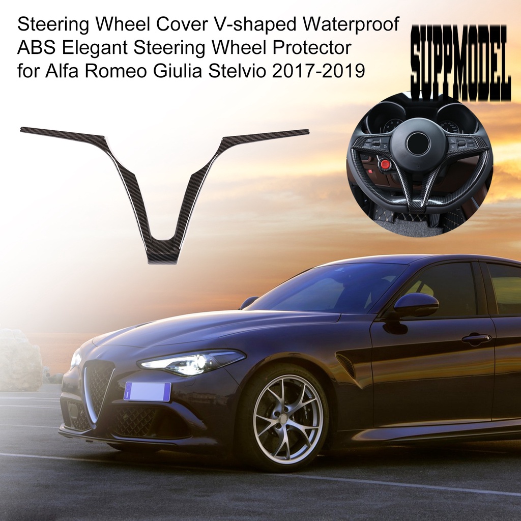 Cover Setir Mobil Bentuk V Bahan ABS Tahan Air Untuk Alfa Romeo Giulia Stelvio 2017-2019