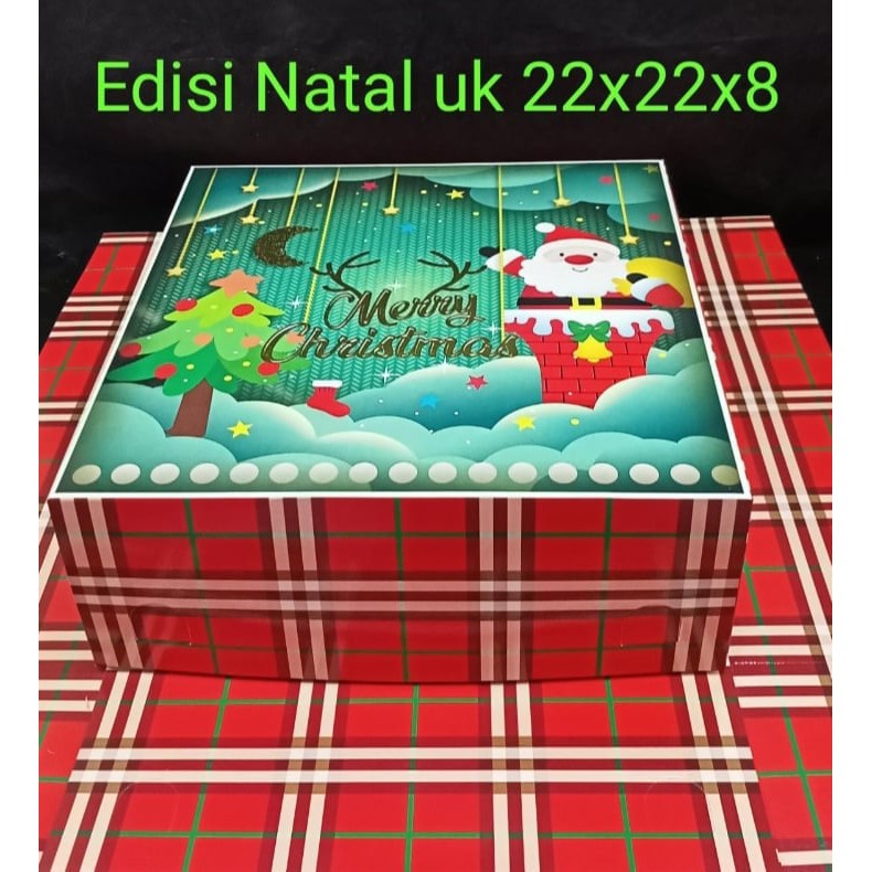 

Dus kotak kue Edisi Natal ukuran 22cmx22cmx8cm