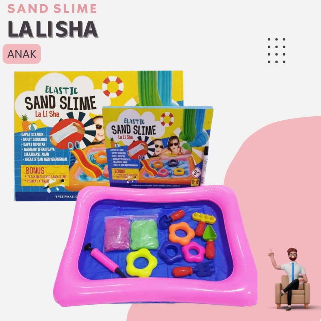 Mainan aktifitas Anak kreatif Edukasi ELASTIC SAND SLIME La Li Sha