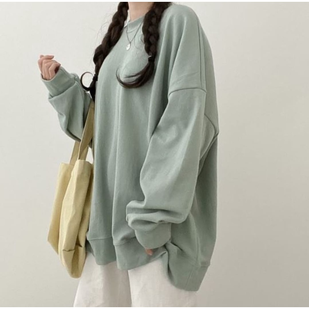 XXL SWEATER WANITA OVERSIZE - BASICLY SWEATER CREWNECK WANITA BIG SIZE - SWEATER POLOS OVERSIZE