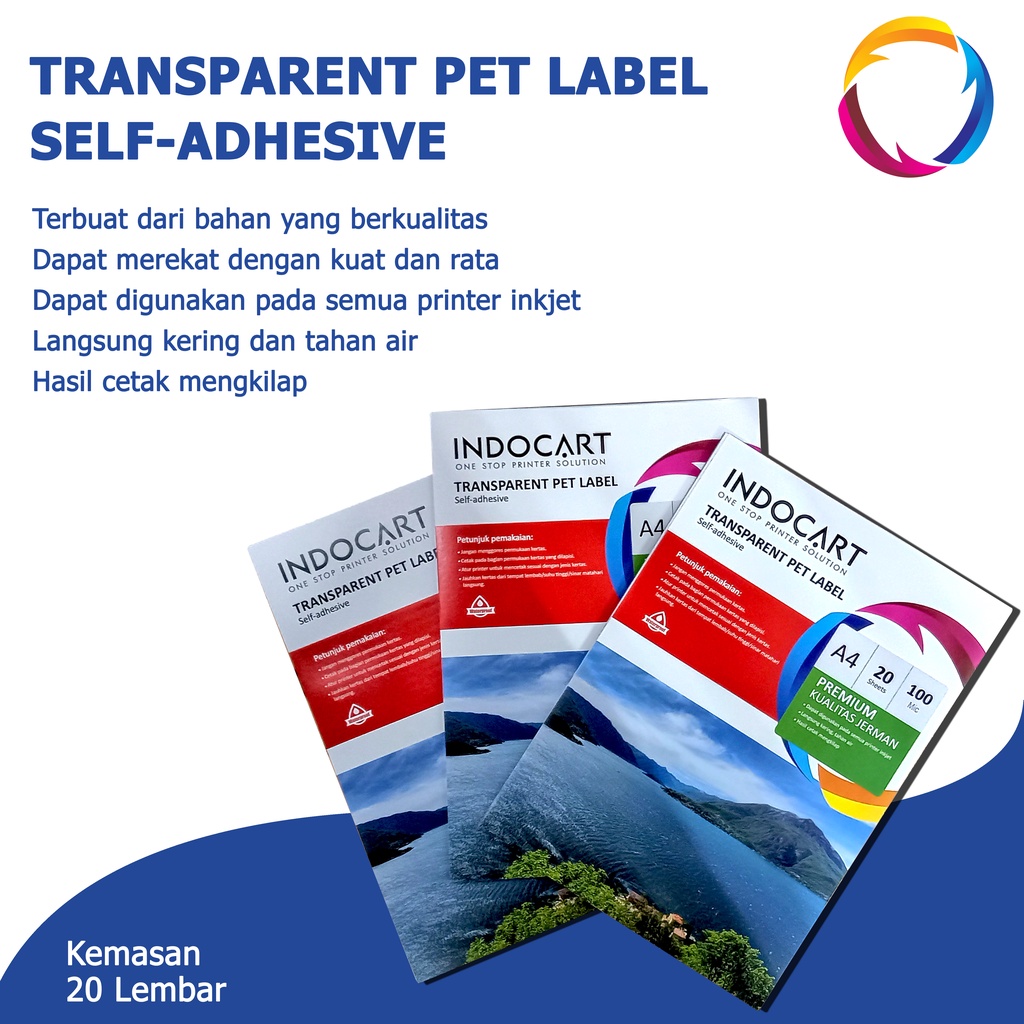 IndoCart Sticker Label Bening Transparent Film-A4-20s