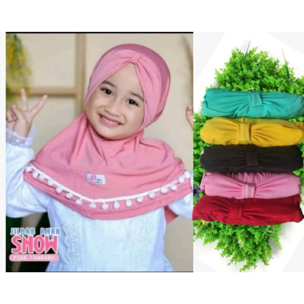 Jilbab Anak Jersi Bergo Anak Akira Renda POMPOM