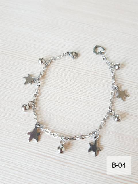 SET Gelang Tangan Kaki Motif Bintang Silver Titanium antikarat