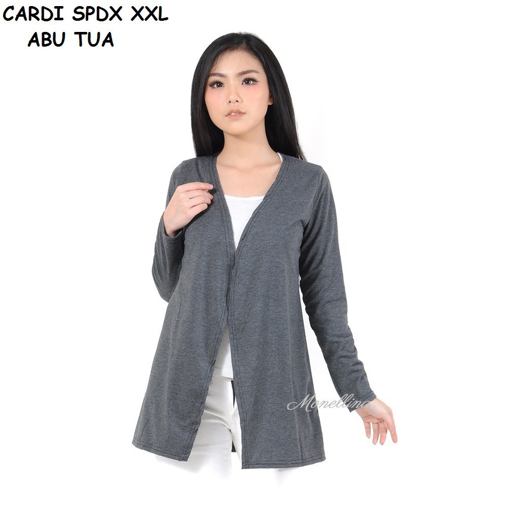 YUGANA - CRSPX Cardigan Wanita Cardigan Spandex Cardigan Polos Jumbo Lengan Panjang Murah Kekinian-4