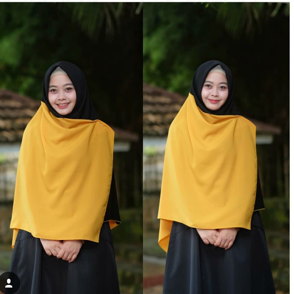 Segiempat wolfis two tone 2 warna kombinasi syari instan jilbab hijab