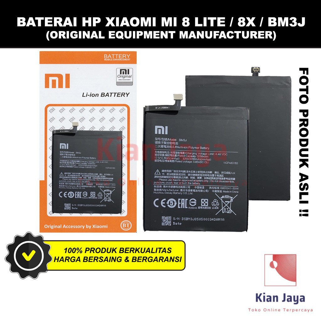 Baterai Xiaomi Mi 8 Lite / Mi 8x BM3J Original OEM Batre Batrai Battery Hp Xiao Mi BM 3J Ori