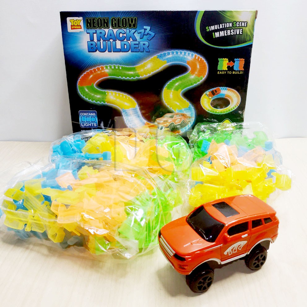 Neon Glow Go Go Flexile Track Mainan Lintasan Mobil Flexible Magic Rail Jalur Lentur