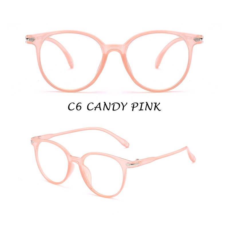 (JIUERBAOFFICIAL)COD Kacamata Anti Radiasi Wanita Kacamata Korea Gaya Bulat Cewek Murah Bahan Plasik Aneka Warna untuk Unisex Eyeglasses-7