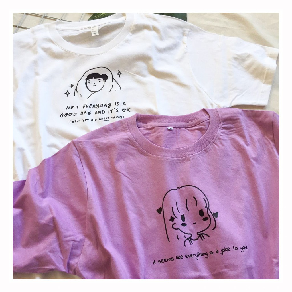 KAOS TUMBLR LUCU GIRLS LINE ART, KAIN KATUN COMBED , KAOS KOREA TUMBLR. GIRL