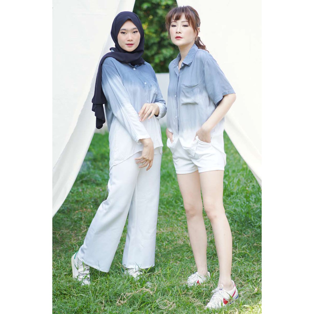 JANE COLLECTION || Kemeja Gradasi Ombre Tie Dye Rayon Premium Jumbo Bigsize XXXL Full Kancing Busui