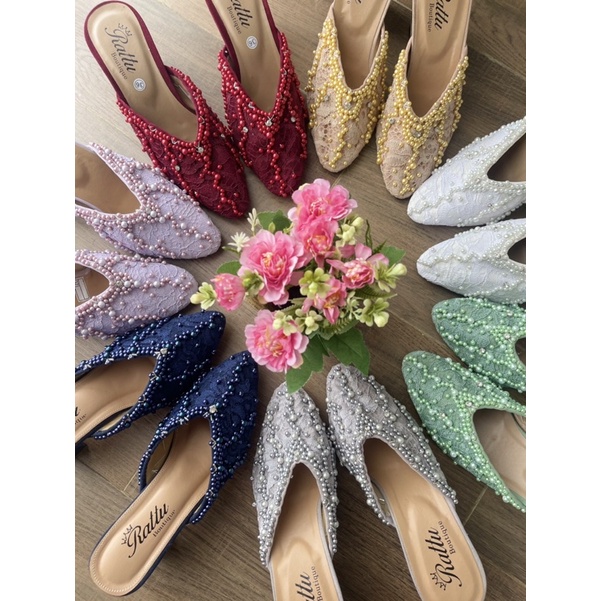 Termurah!!!! Heels 7cm brukat payet mewah Aisyah New series/ wedding shoes / sepatu pengantin / sepatu tunangan / sepatu wisuda