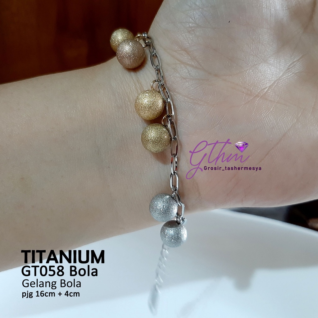 Gelang Wanita Titanium Stainless Steel Bola Kombinasi Perhiasan Fashion Import kualitas Premium gt058