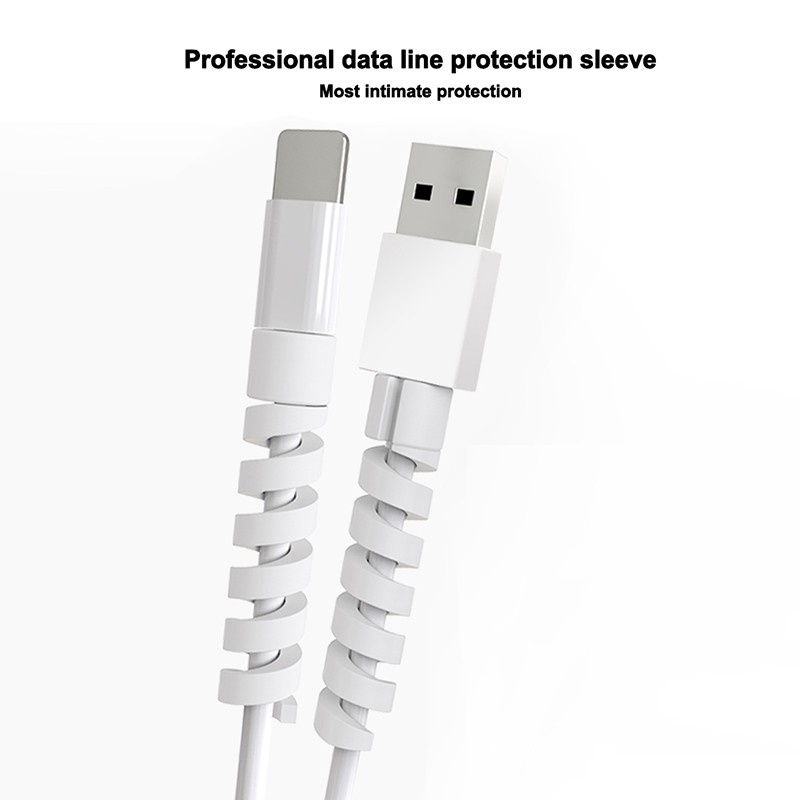 1pc Cover Pelindung Kabel Data / Charger USB Bentuk Spiral Bahan Silikon