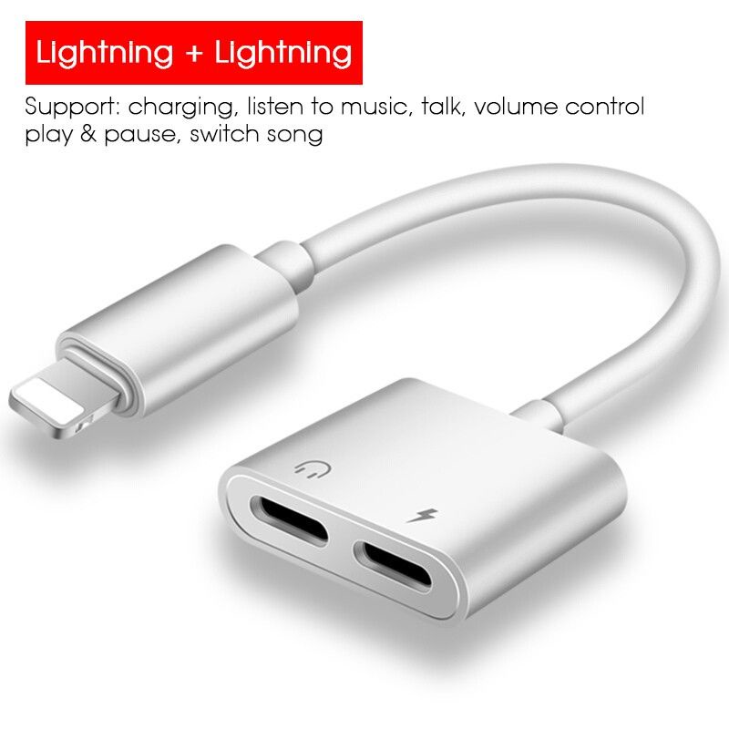 Splitter Handsfree Dual Lightning 3.5mm 2in1 Converter 7 8 X XS Sambungan Audio + Charger