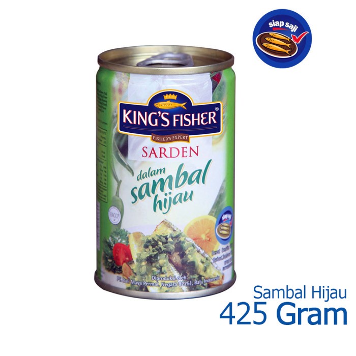 

sa2011aa Paket 3 Pcs King'S Fisher Sarden Sambal Hijau Makanan Kaleng 425 G Xa20X1