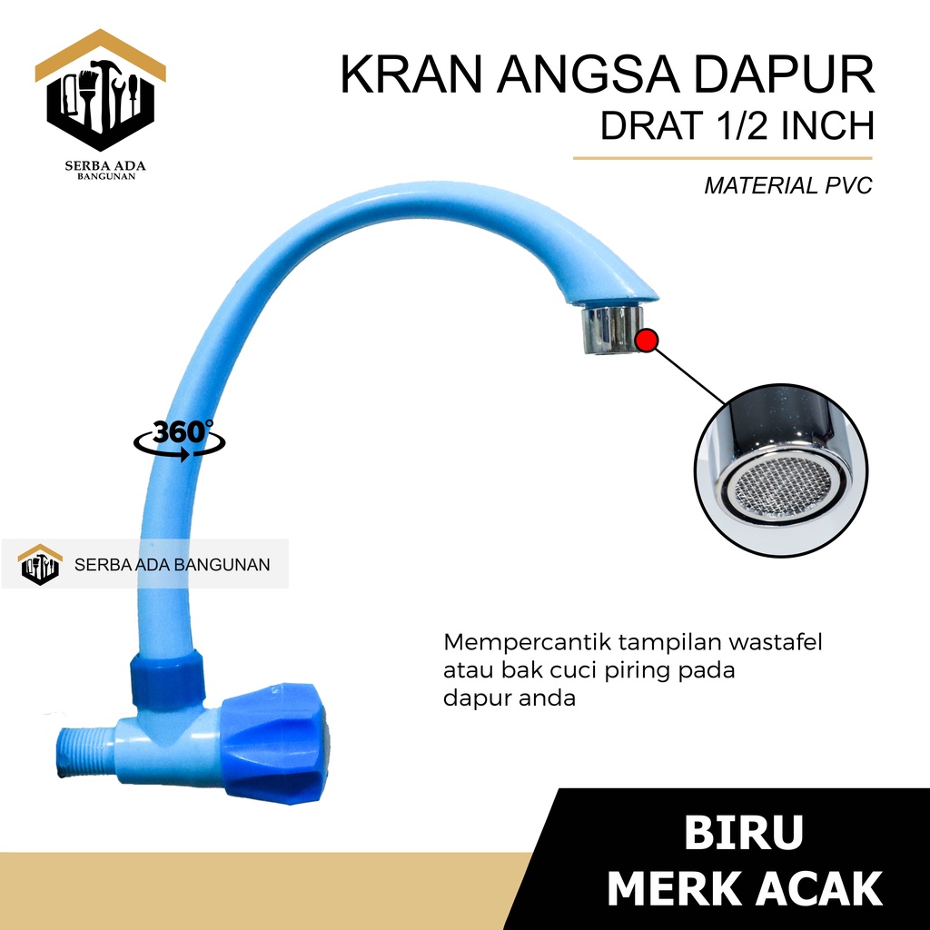 KRAN CUCI PIRING LEHER ANGSA PVC WARNA WARNI BERKUALITAS AIR TEMBOK 1/2 INCH PLASTIK KUAT