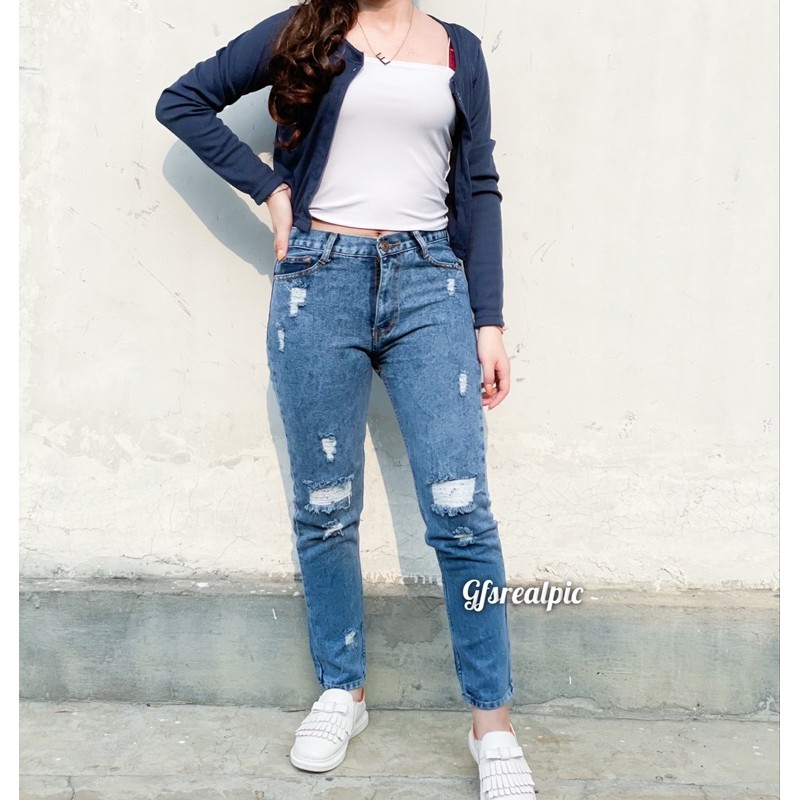 GFS LY LT MONACO RIPPED SNOW BOYFRIEND JEANS